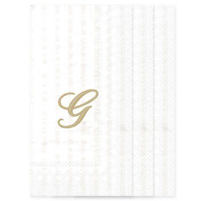 White Stripe Monogram Letter "G" 32-Count Paper Guest Towels