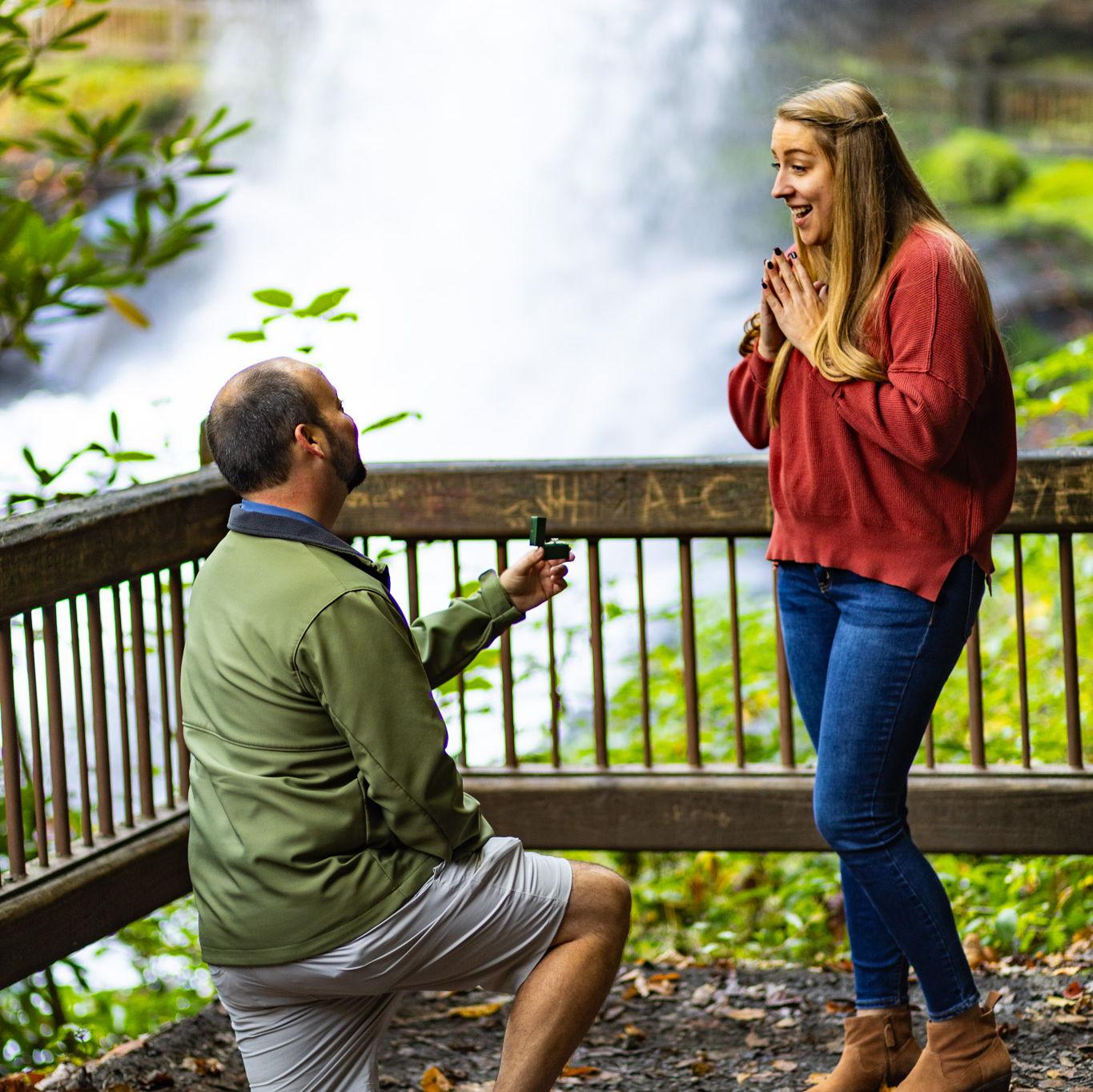 Engagement at Dry Falls in Highlands, NC