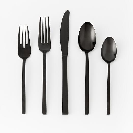Matte Black Flatware, 5 Piece Set