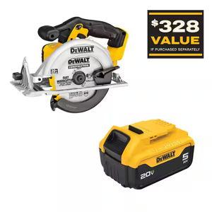 20V Max Lithium-Ion Cordless 6.5 in. Sidewinder Style Circular Saw with 20V Max Premium 5.0Ah Battery Pack
