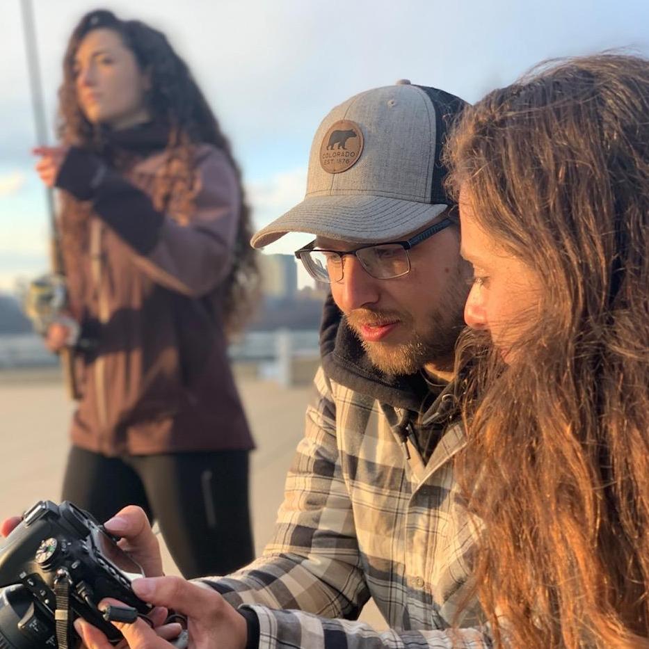 Justin teaching camera skills while out adventuring with friends, Maria & Lizzy