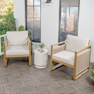 Gable Mid-Century Modern Roped Outdoor Patio Chair, Set of 2
