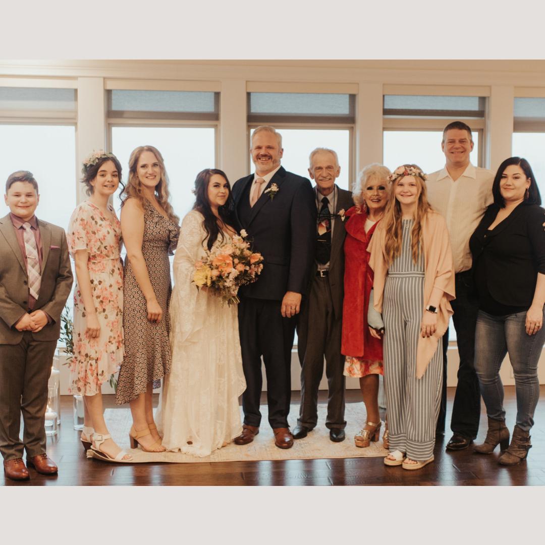 The groom’s family: Michael, Myah, Kaitlin, KW, Ebbie, Kason, Matt, and Gretchen
