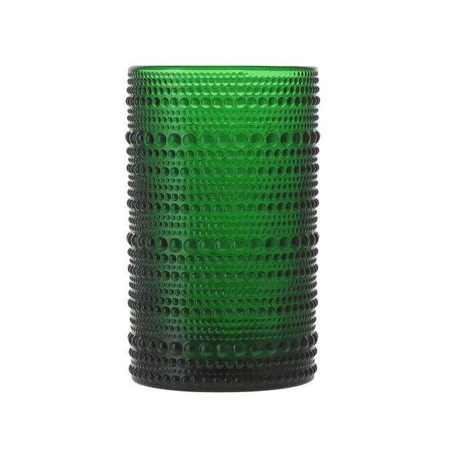 Jupiter Beaded Drinking Glass, Tall, 13oz, Grass Green, Set of 6