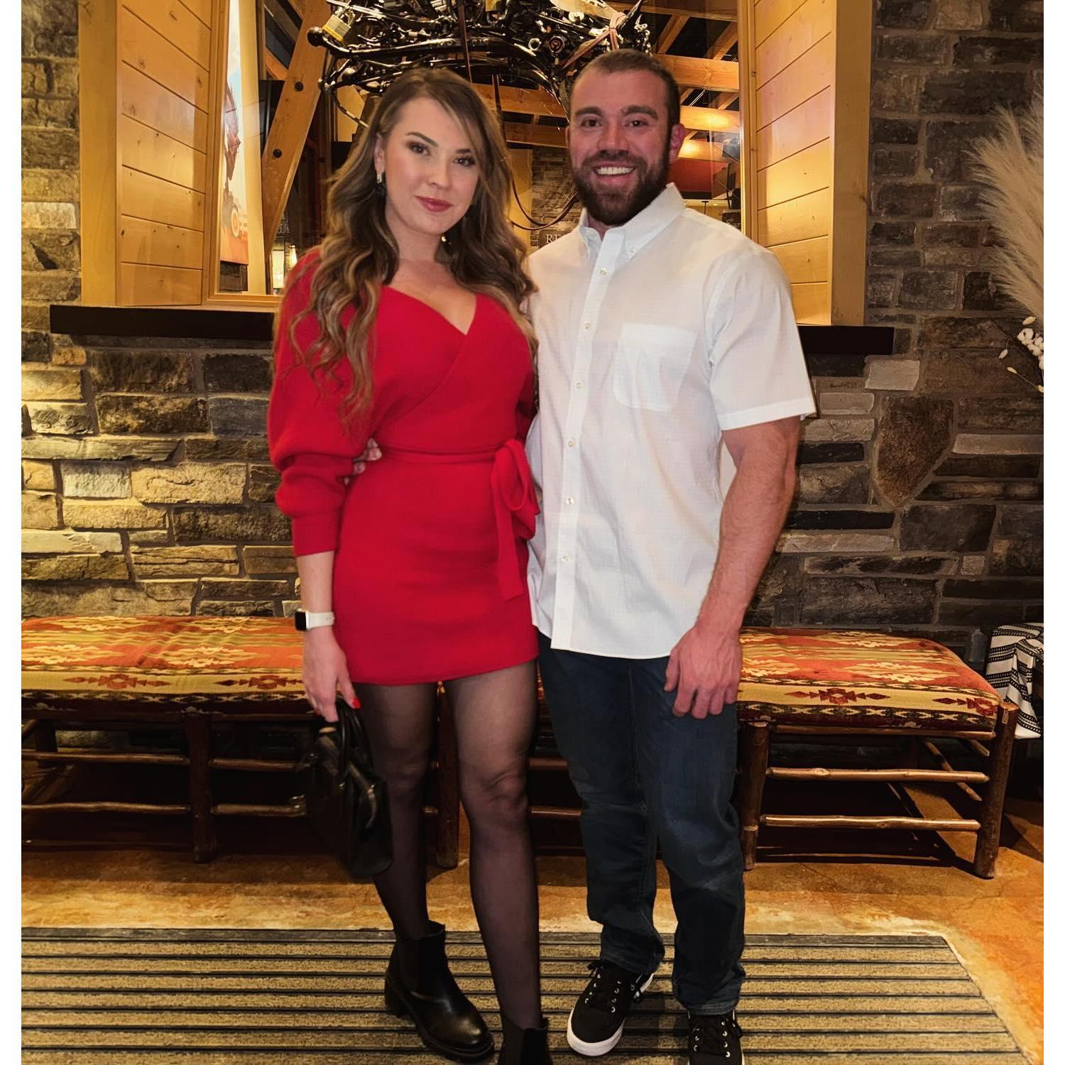 Celebrating our 1 year dating anniversary at Lazy Dog, 2024