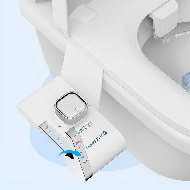 HOPOPRO Bidet with Single Finger Water Pressure Control, Self Cleaning Hygienic Dual Nozzle (Feminine/Rear Wash), Non-Electric Bidet Attachment for Toilet Seat, Easy DIY Install <5 Min -White
