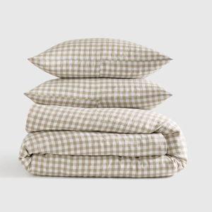 European Linen Duvet Cover Set - Full/Queen, willowleaf gingham