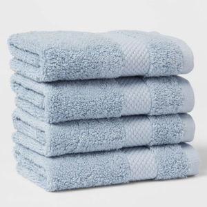4pc Performance Plus Washcloths Light Blue - Threshold™: Cotton Terry, Fade-Resistant, 550 GSM