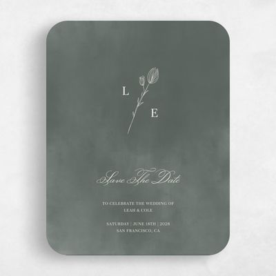 Green Rounded Wedding Save the Date - Dubuque Stamp