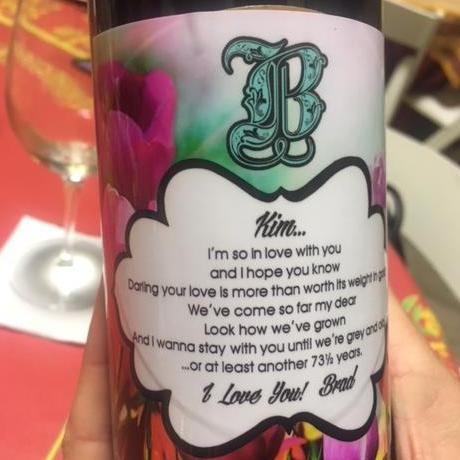 The wine bottle Brad proposed with