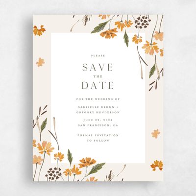Linen, Orange Wedding Save the Date - Alires Portrait