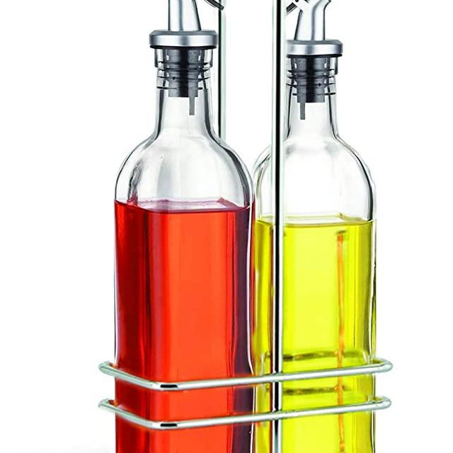 Cuisinox Oil and Vinegar Bottle Cruet Set with Wire Caddy