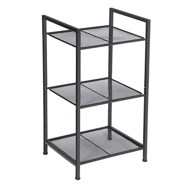 SONGMICS Bathroom Shelf, 3-Tier Storage Rack, Industrial Style Extendable Plant Stand with Adjustable Shelf, for Bathroom, Living Room, Balcony, Kitchen, Black UBSC33BK