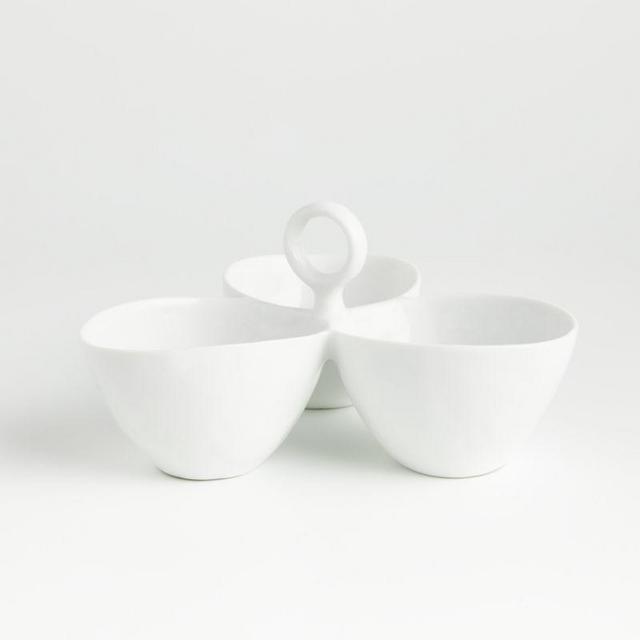 Mercer White Porcelain 3-Part Divided Server