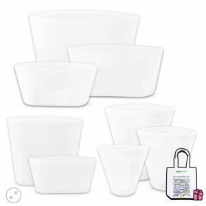 Set 8 Silicone Reusable Zero Waste Zippered Bags