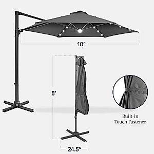 10ft Hanging Patio Umbrella (Gray)