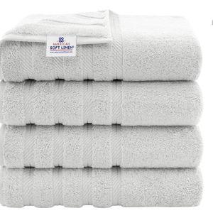 American Soft Linen Luxury 4 Piece Bath Towel Set, 100% Cotton Turkish Bath Towels for Bathroom, 27x54 in Large Bathroom Shower Towels, Silver Grey Bath Towels