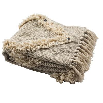 Lachlan Fringe Throw Blanket - Beige - 50" x 60" - Safavieh