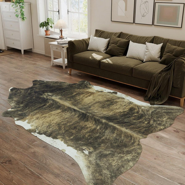 LOVEVOOK Faux Cowhide Rug Western Rugs for Living Room Bedroom, Imitation Animal Skin Carpets for Cowboy Cowgirl Home Decor 61x74.8 Inch