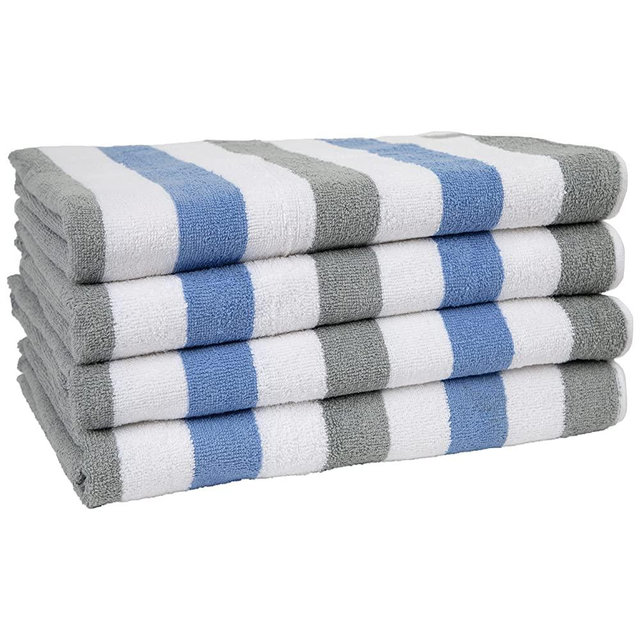 Arkwright Oversized Beach Towels (30x70, 4-Pack), Soft Ringspun Cotton Cabo Cabana Striped Beach Towel, Pool Towel, Bath Towel