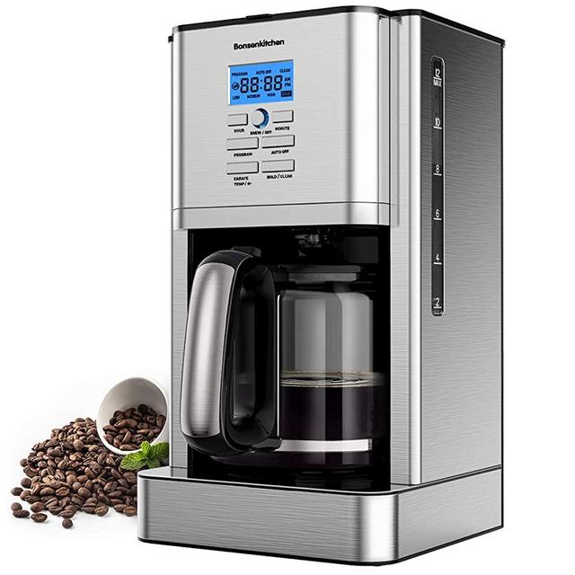 12 Cup Programmable Stainless Steel Drip Coffee Maker Machines Built in Hot Preservation Board Coffee Pot with Glass Carafe Permanent Filter Basket 60 Oz-(Light Model)-NEW CM8903
