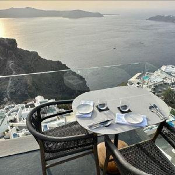 Dinner in Santorini, Greece for Honeymoon