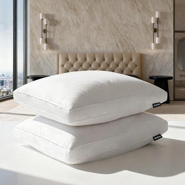 Beautyrest Goose Feather Down Fiber Gusseted Hotel Luxury Bed Pillows, 100% Cotton Cover, Jumbo Size Set of 2, White 2 Count