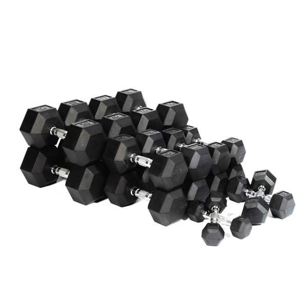 Top Fitness Rubber Hex Dumbbells