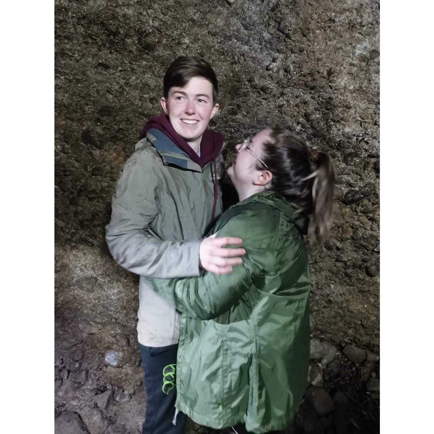 This was just after Caito said 'YES!' The glow worm cave was the most magical setting for this moment.