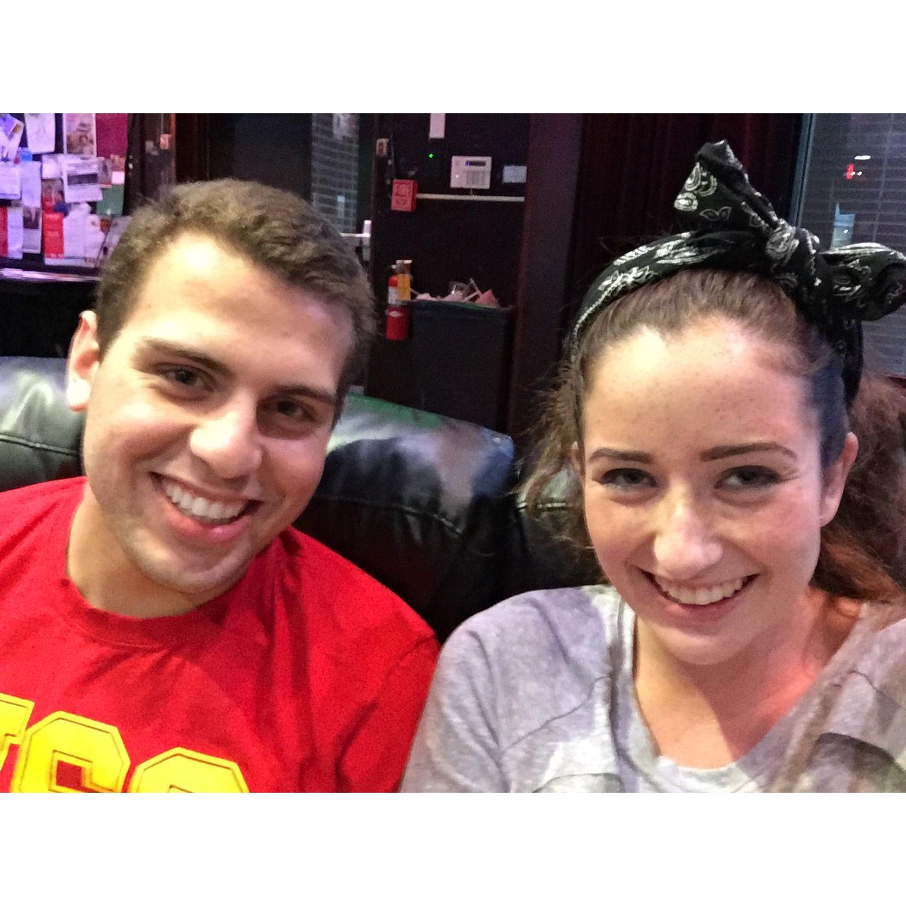 October 2014: Grace snapped the first picture of just the two of them, taken inside Ground Zero, their favorite spot on campus for milkshakes!
