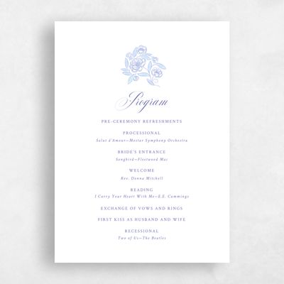 Dark Pastel Blue Wedding Program - Beatrice