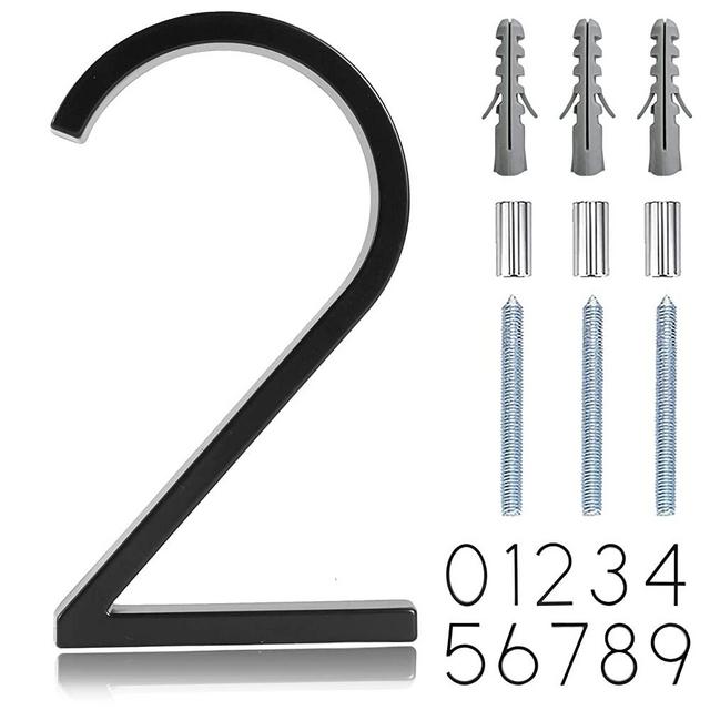5" Floating Stainless Steel Address House Number, Modern Metal Anti-Rust House Numbers with Nail Kits for Door Garden Mailbox Decor Visibility Signage (2)