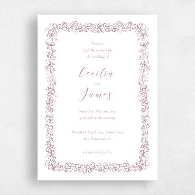 Dusty Rose, Pink Wedding Invitation - Brier Classic