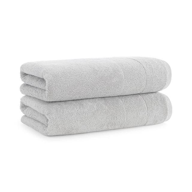 Aston & Arden Turkish Bath Towels Ringspun Cotton Thick and Soft Absorbent Luxury Hotel and Spa Bathroom Towel, Heavyweight 600 GSM, 30 x 60 in. (Set of 2), Light Grey