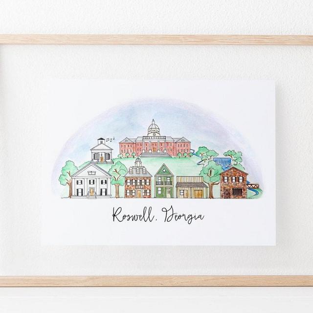 Roswell, Georgia Skyline Art Print