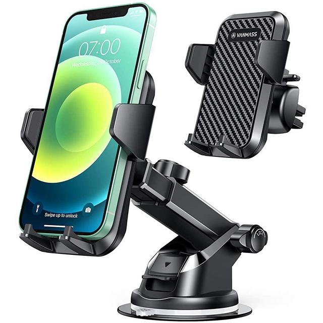 VANMASS Universal Car Phone Mount,【Patent & Safety Certs】Upgraded Handsfree Stand, Dash Windshield Air Vent Phone Holder for Car, Compatible iPhone 11 Pro Xs Max XR X 8 7 6, Galaxy s20 Note 10 9 Plus