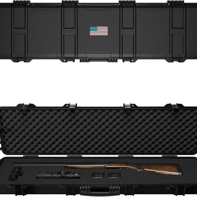 GRWOLF Rifle Case, Mil-Spec, 3 Layer Pick and Pluck Cube Foam 43~54.3 in,4~6 latches,IP67