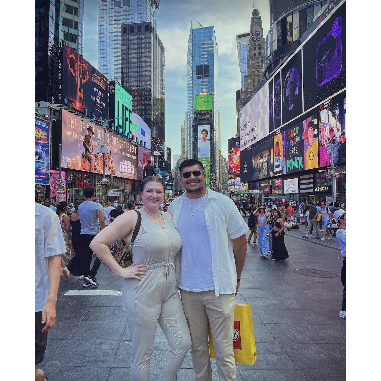 Our one year anniversary, celebrated in NYC! We went out to a beautiful dinner, saw Wicked on Broadway, and even went to the Lego Store!