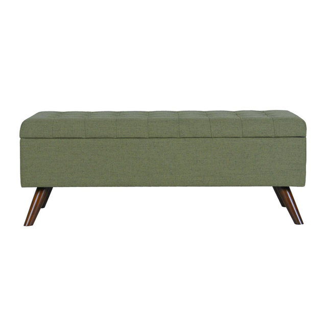Modern Tufted Storage Bench Olive Green - HomePop