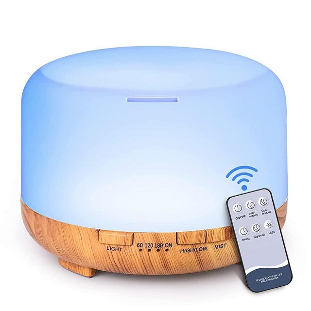 YIKUBEE 500ml Essential Oil Diffusers with Remote Control, Aromatherapy Oil Diffuser with Cool Mist, Waterless Auto Shut-Off Diffusers for Essential Oils Large Room, Home