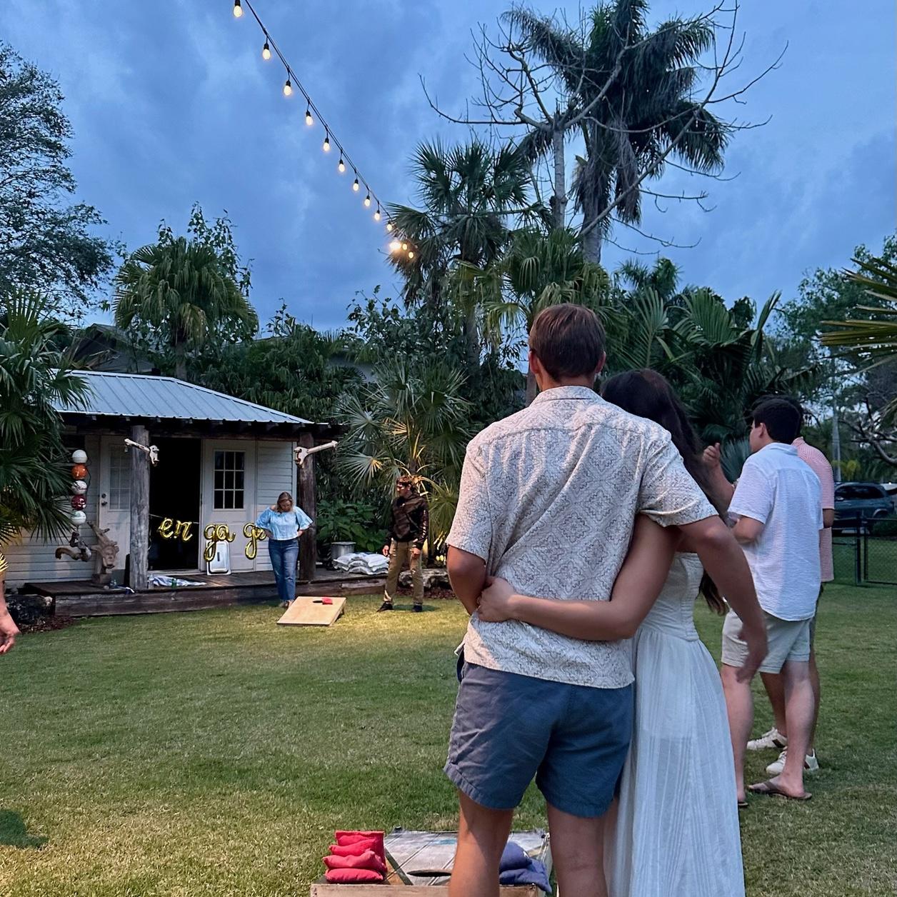 Looking contentedly on all the people who came to support our love and engagement 🤍