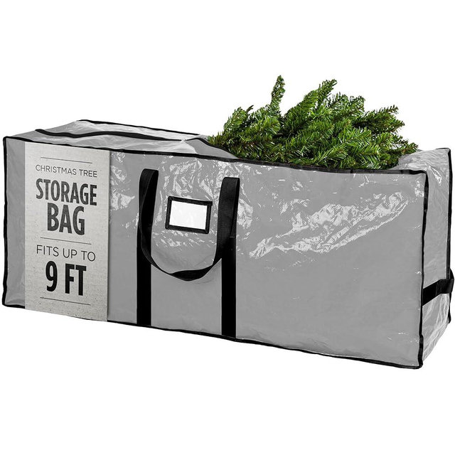 Christmas Tree Storage Bag - Stores 9 Foot Artificial Xmas Holiday Tree, Durable Waterproof Material, Zippered Bag, Carry Handles - Protects Against Dust, Insects and Moisture (Grey)