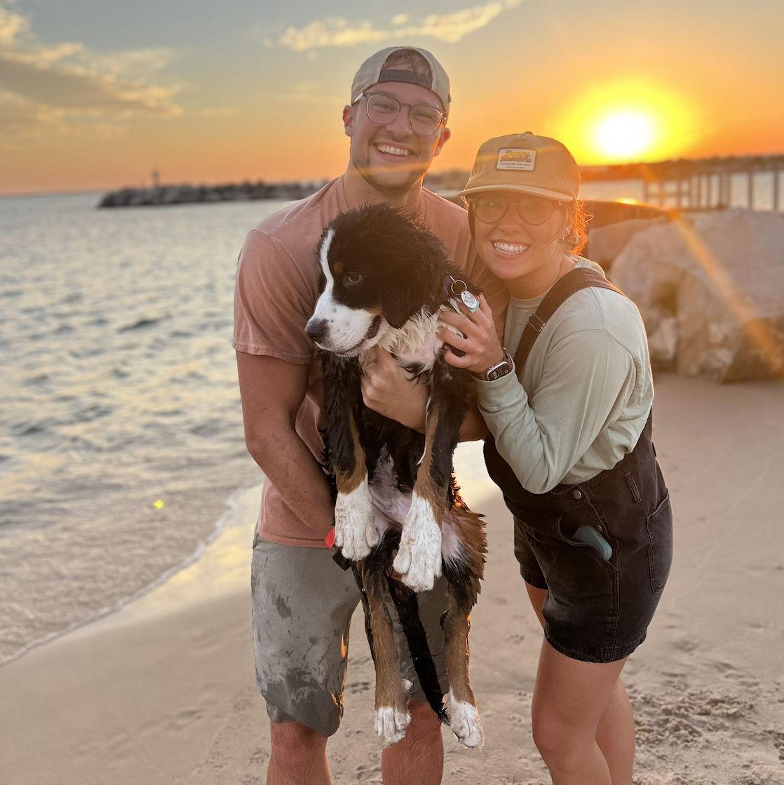 Family photo with Albie in Ludington (just missing our homebody Milo)