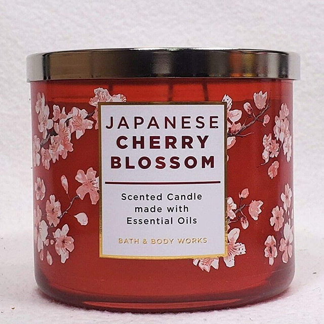 Bath and Body Works JAPANESE CHERRY BLOSSOM 3-Wick Candle 14.5 Ounce