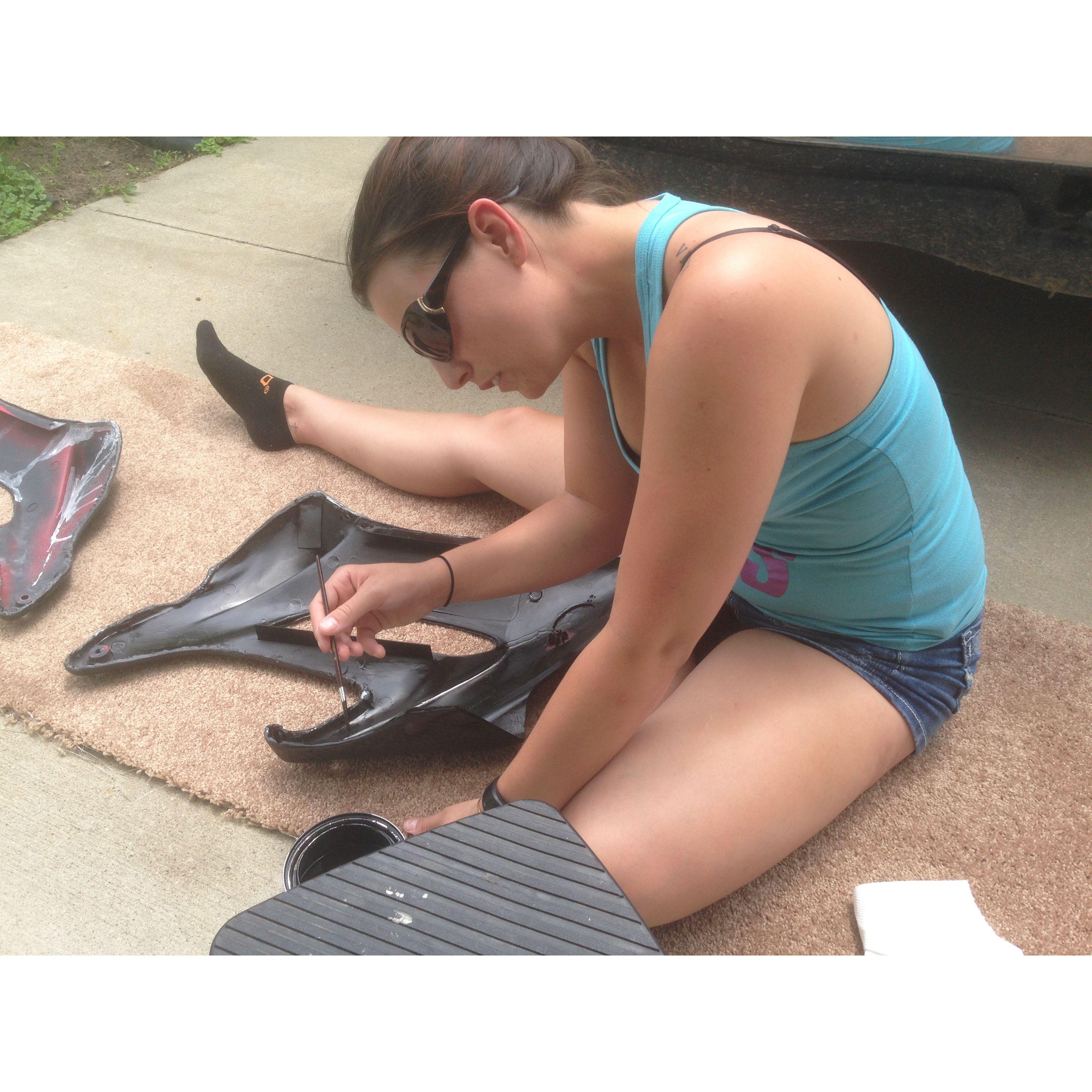 Working hard on carbon fiber body-work
