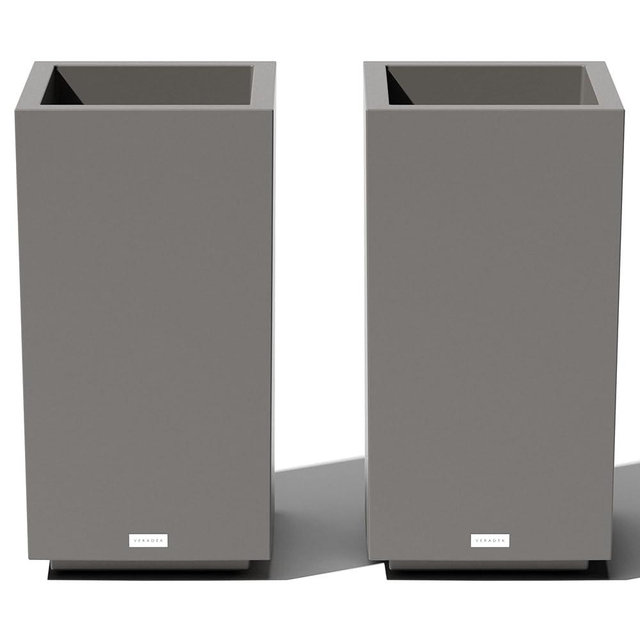 Veradek Block Series Pedestal Planter - Tall Planter for Indoor or Outdoor Front Porch | All-Weather Use with Removable Insert Bucket | Modern Décor for Flowers, Tall Trees, Faux Plants