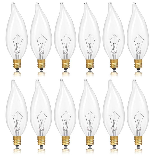 Potanro E12 Incandescent Light Bulbs 40Watt Warm White 2700K, 300 Lumens Candelabra Light Bulbs Dimmable Decorative Chandelier for Ceiling Fan, Pendants (40W-12Pack)