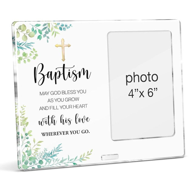 YGBF Baptism Gifts Picture Frame, Christening Gifts for Goddaughter Godson Godchild Baby, Christian Baptism Gift for Boys Girl Acrylic Photo Frames, Photo 4 x 6 Inches