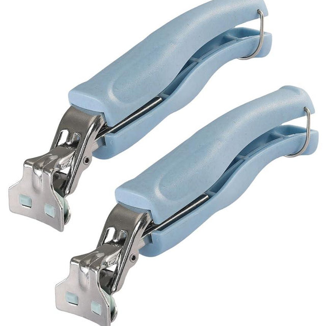 SPTECHMAKE Stainless Steel Anti-Scalding Hot Bowl Dish Plate Gripper Clips Tongs Clamp Holder for Moving Hot Plate or Bowls with Food Out from Instant Pot Microwave Oven (2, Blue)