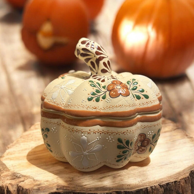 Caramelo de Amor Fall Pumpkin, calabaza de otoño, Handpainted Pumpkin, Calabaza Artesanal